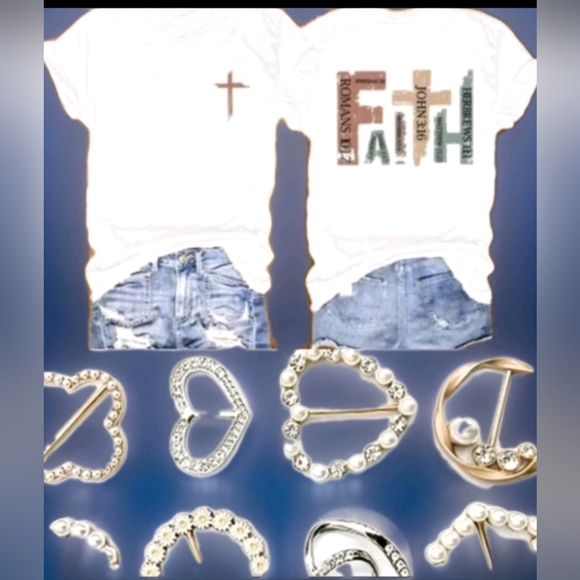 unbranded Tops - 9 Pieve Top & Clips Outfit Inspirational White with Brown Green Print Tshirt